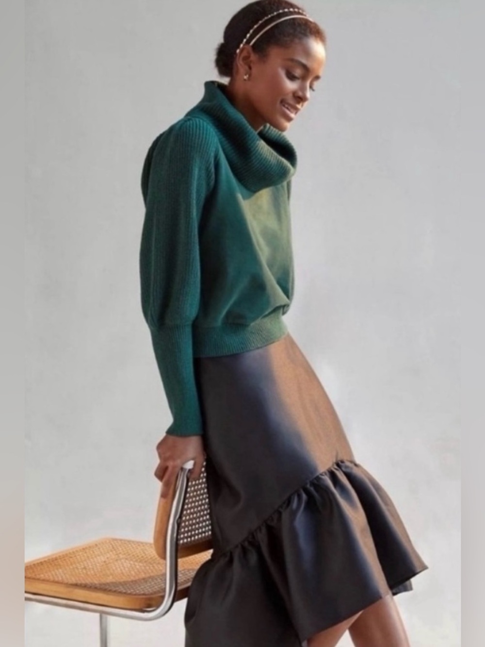 Dolan Left Coast Anthropologie Forest Green Cowl Neck Sweater